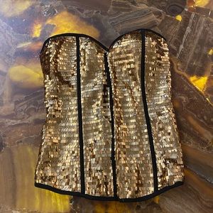 Gold Sequin Strapless Top